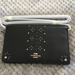 Coach Foldover crossbody Clutch with Rivets